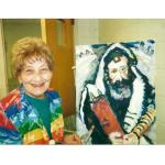 Malvina with her painting - a copy of a Chagall painting  (at the Hebrew Academy in Rockville)