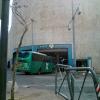 Bus enters the Central Bus Station in Jerusalem.  OTOBUSIM (Hebrew for Buses)